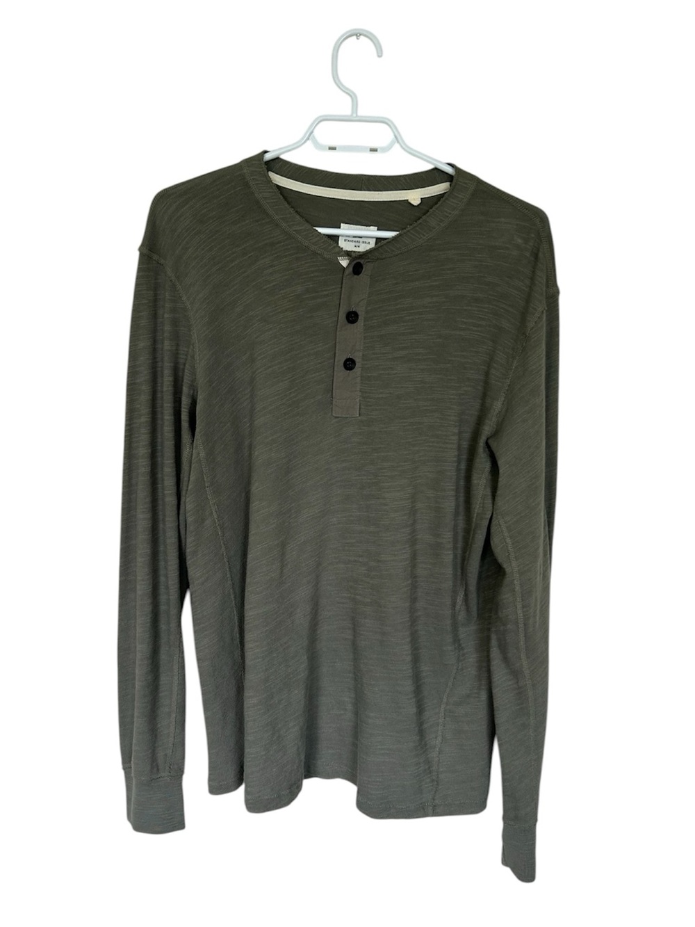 rag & bone Olive Green Long Sleeve Henley Shirt